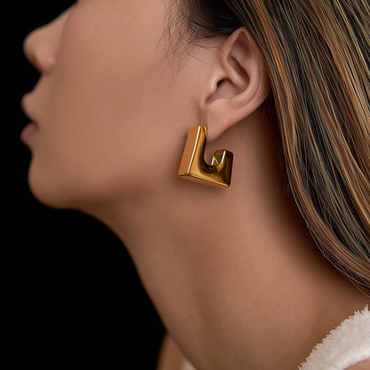 Gold Geometric Statement Stud