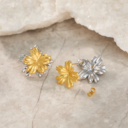 Dual Bloom Mixed Flower Earrings