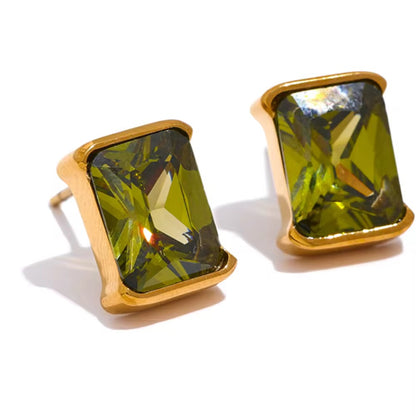 Radiant Square Zircon Stud Earrings