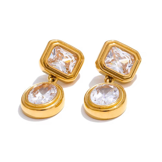 Luxe Duo Crystal Drop Earrings