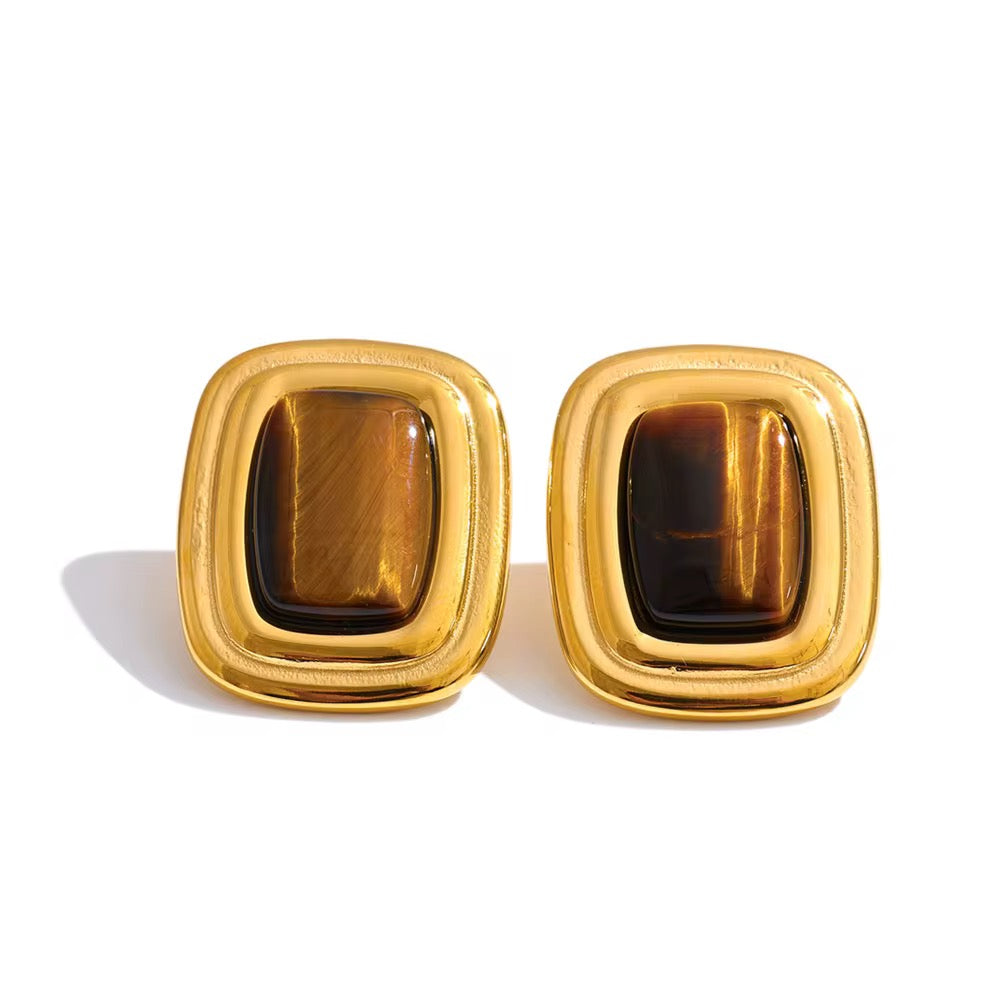 Tiger Eye Stud Earrings