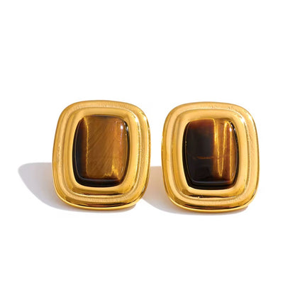 Tiger Eye Stud Earrings