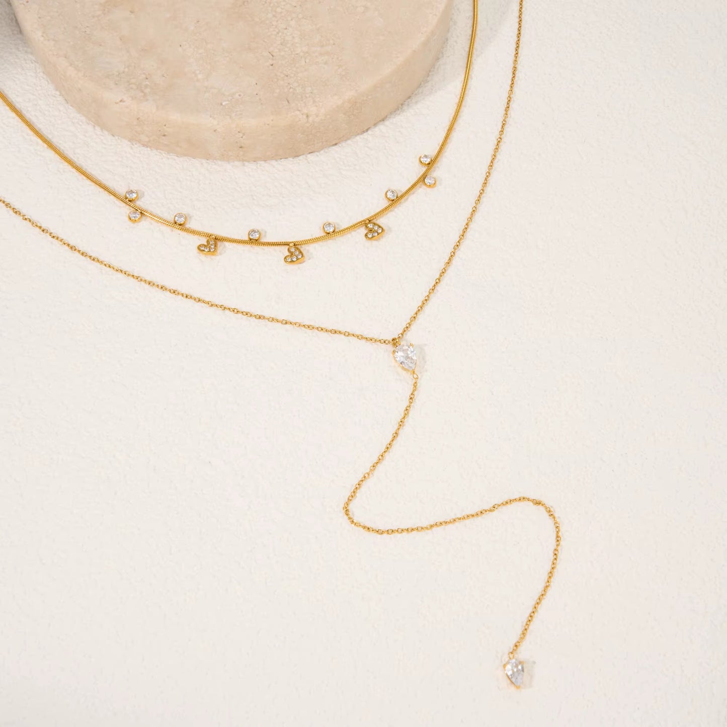 Golden Heart Drop Luxe Necklace