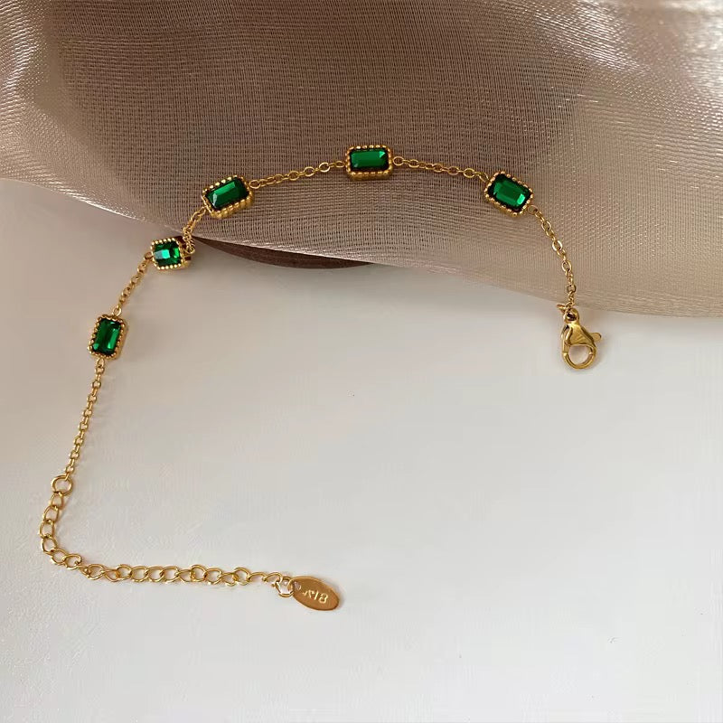 Gold Emerald Crystal Bracelet