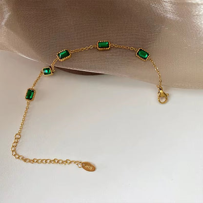 Gold Emerald Crystal Bracelet