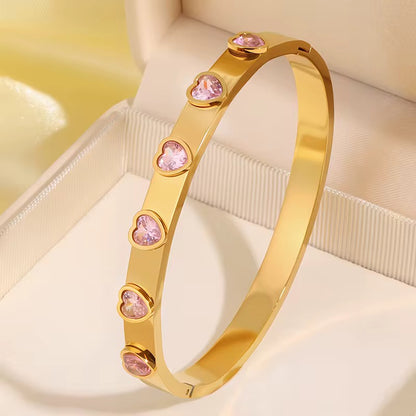Heart Crystal Bangle Bracelet