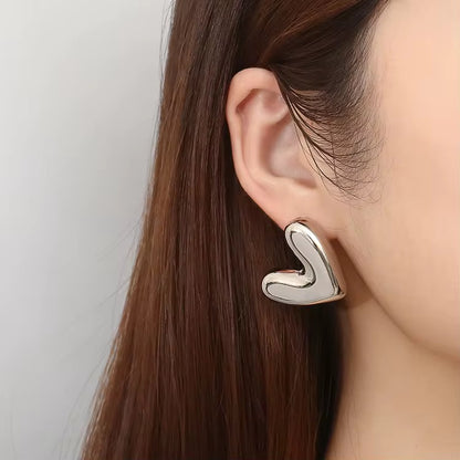Silver Heart Stud Earrings