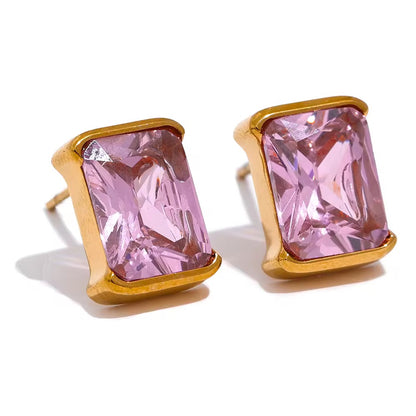 Radiant Square Zircon Stud Earrings