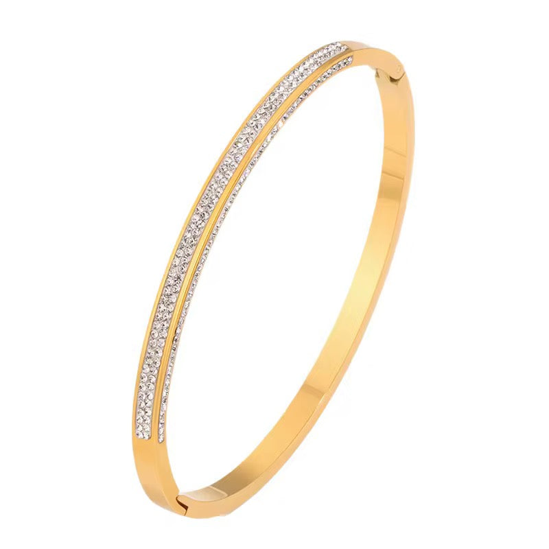Gold Pavé Zirconia Bangle