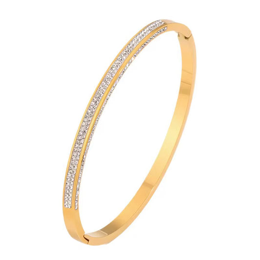 Gold Pavé Zirconia Bangle