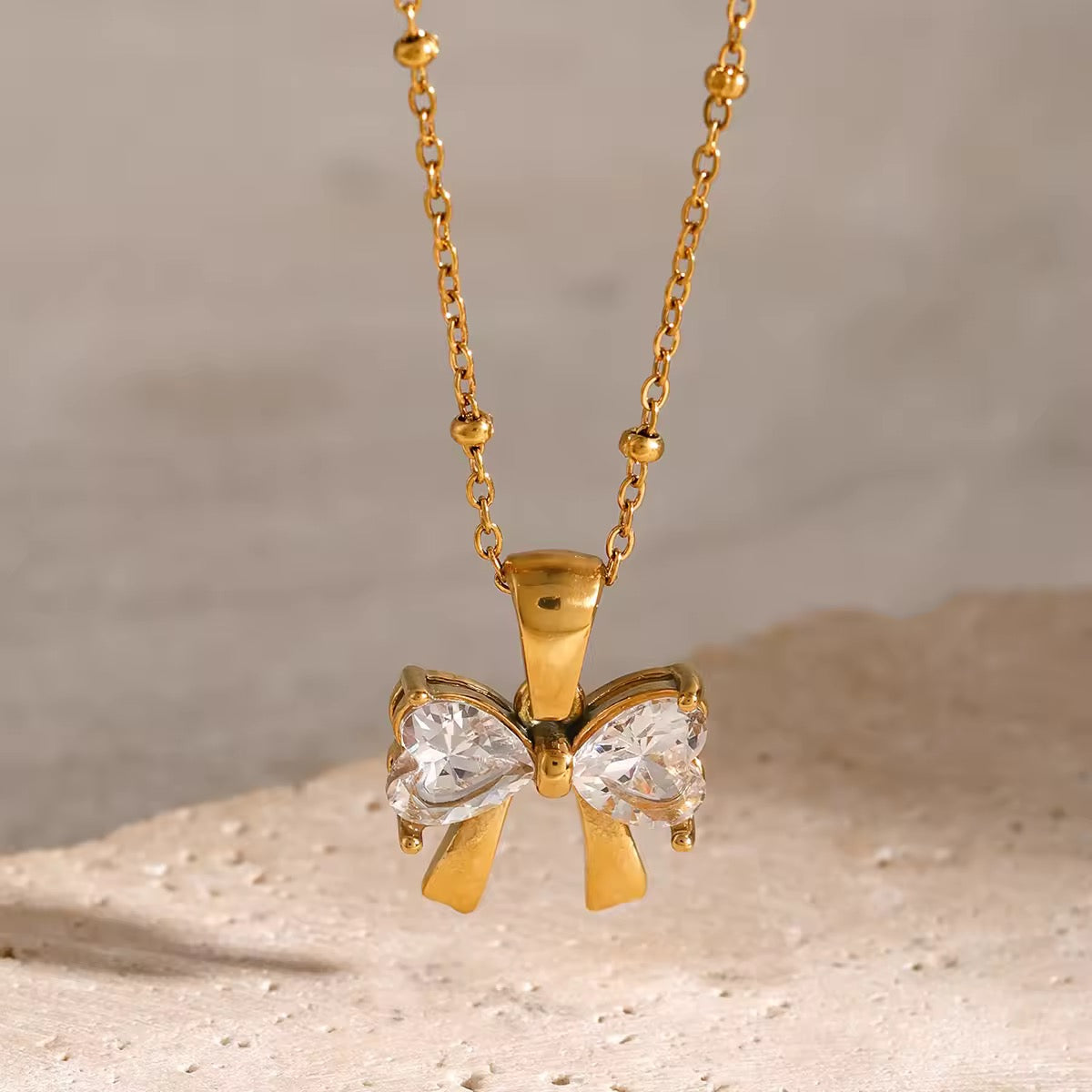 Crystal Bow Pendant Necklace