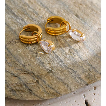 Celeste Crystal Drop Hoop Earrings