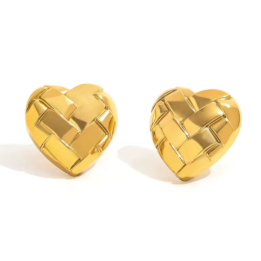 Luxury Waterproof Gold Heart Statement Earrings