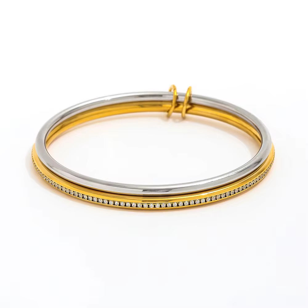 Luxury Waterproof Two-Tone Zirconia Bracelet