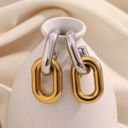 Two-Tone Chain Link Earrings