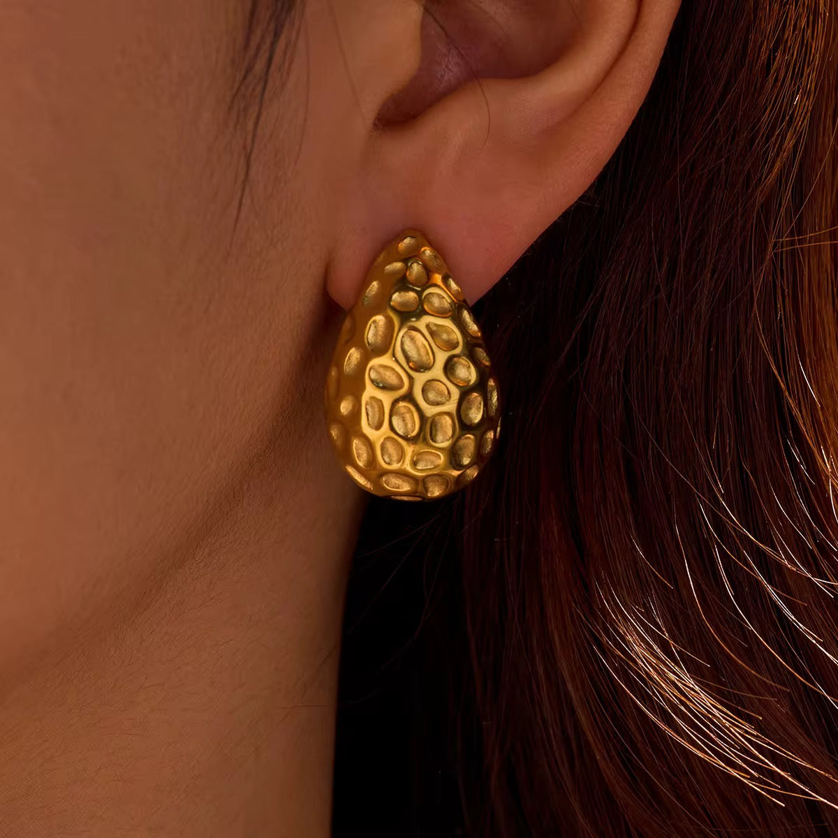 Textured Sculpted Gold Earrings