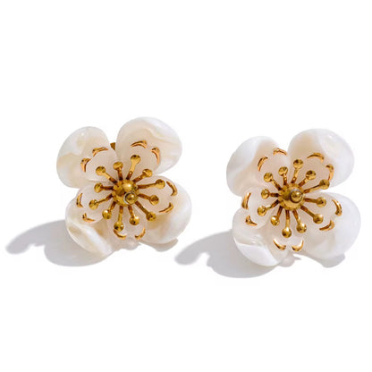 Ivory Blossom Stud Earrings