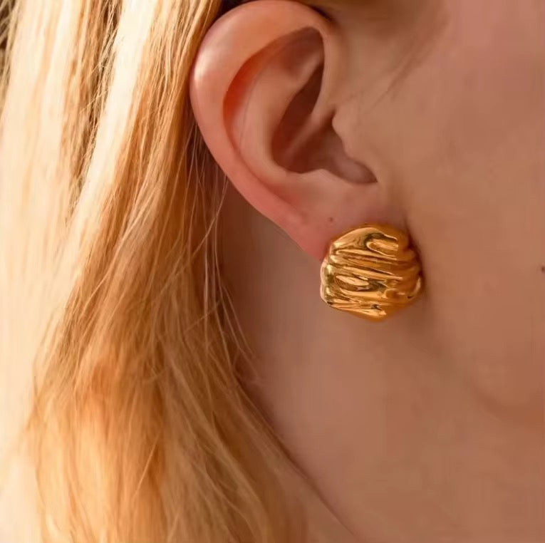 Sculpted Gold Stud Earrings