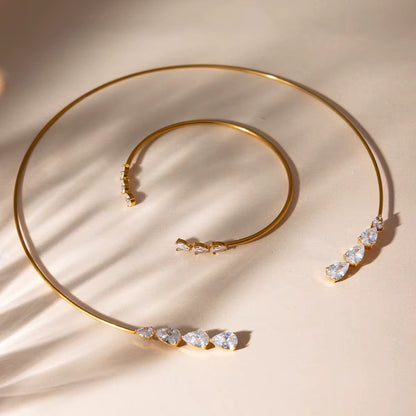 Crystal Teardrop Necklace & Bracelet Set