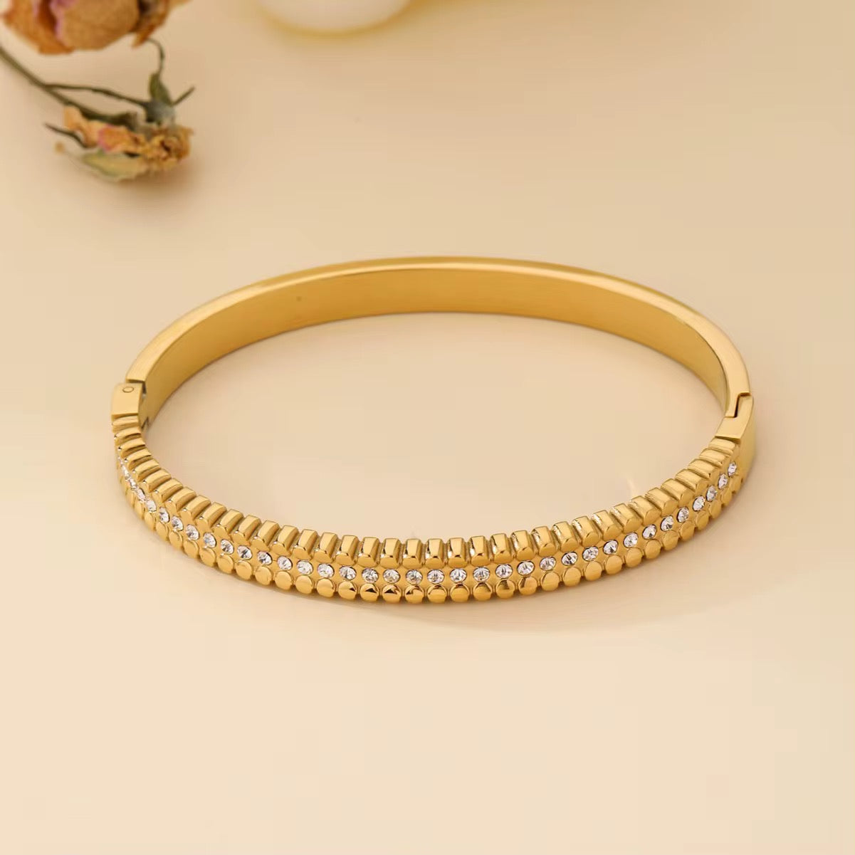 Golden Pavé Edge Bangle