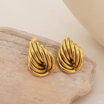 Layered Curve Gold Earrings