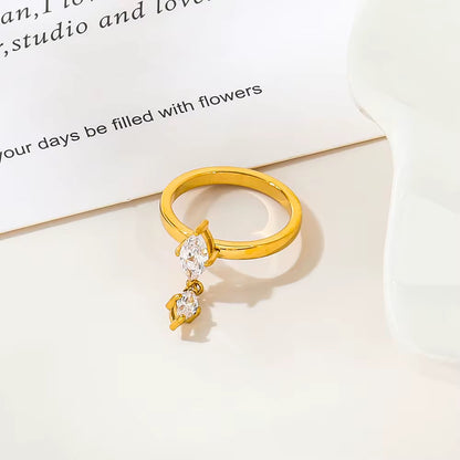 Dainty Drop Crystal Ring