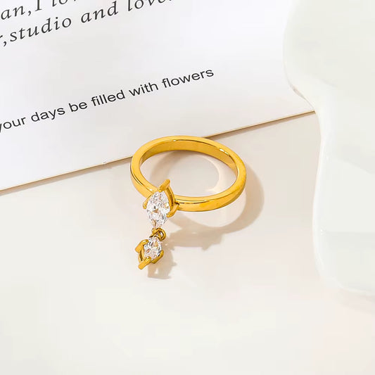 Dainty Drop Crystal Ring