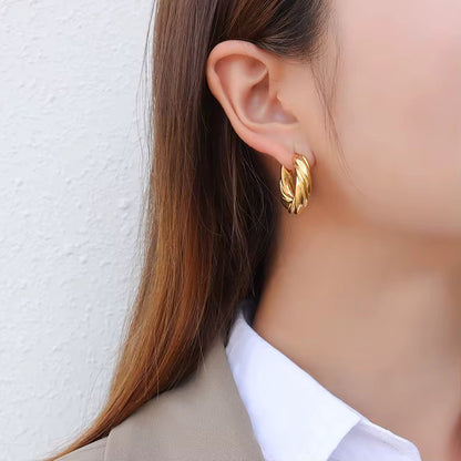 Twisted Gold Hoop Earrings