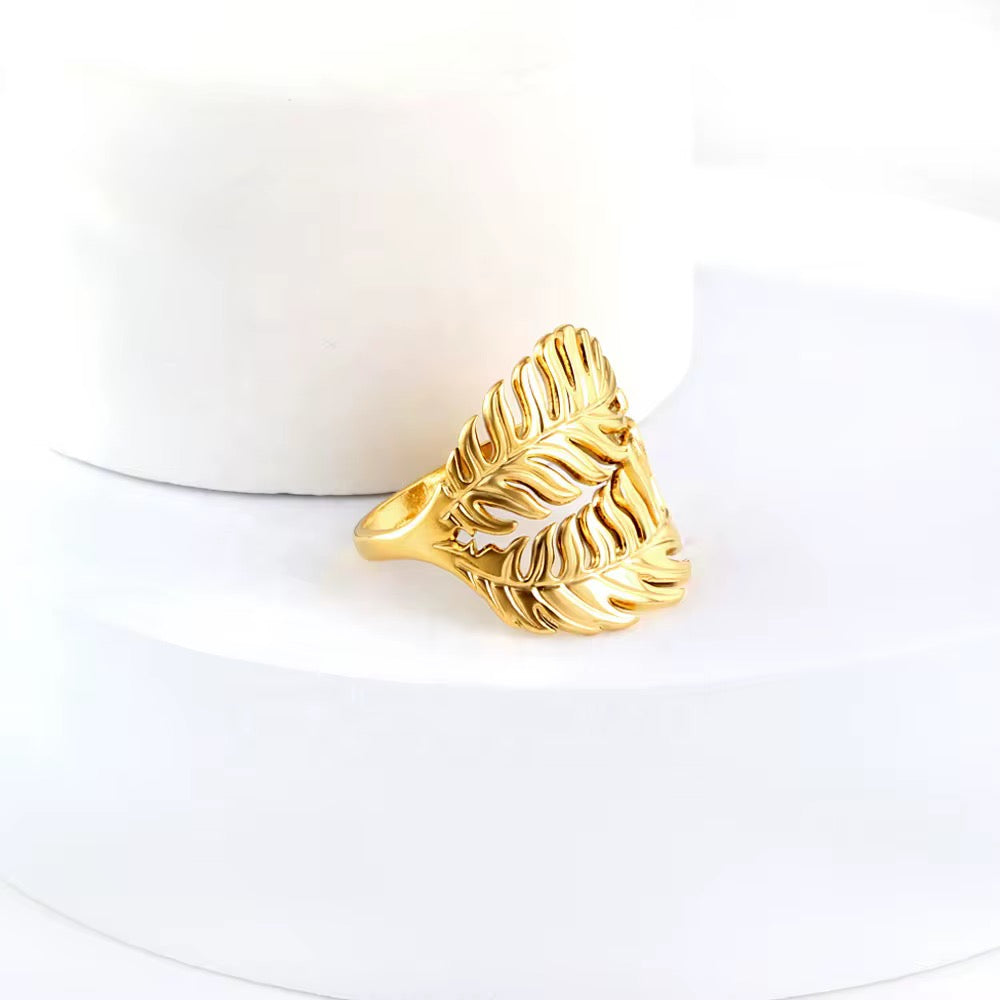 Golden Leaf Statement Ring