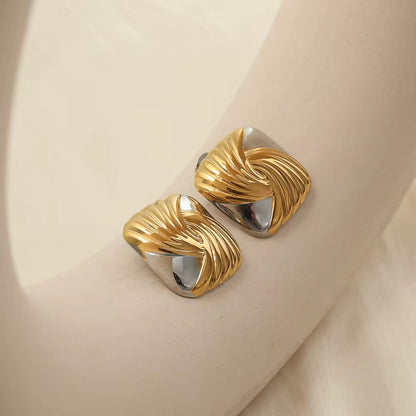 Two-Tone Sculpted Statement Stud Earrings