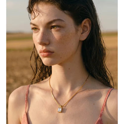 Radiant Solitaire Crystal Necklace