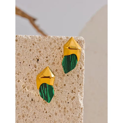 Malachite Stone Statement Earrings