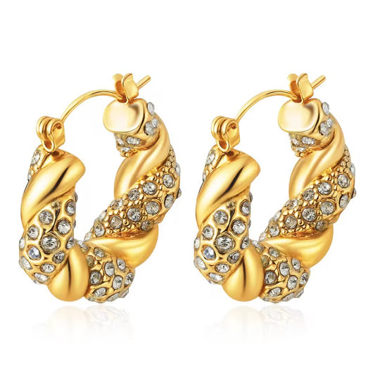 Twisted Pave Hoop Earrings