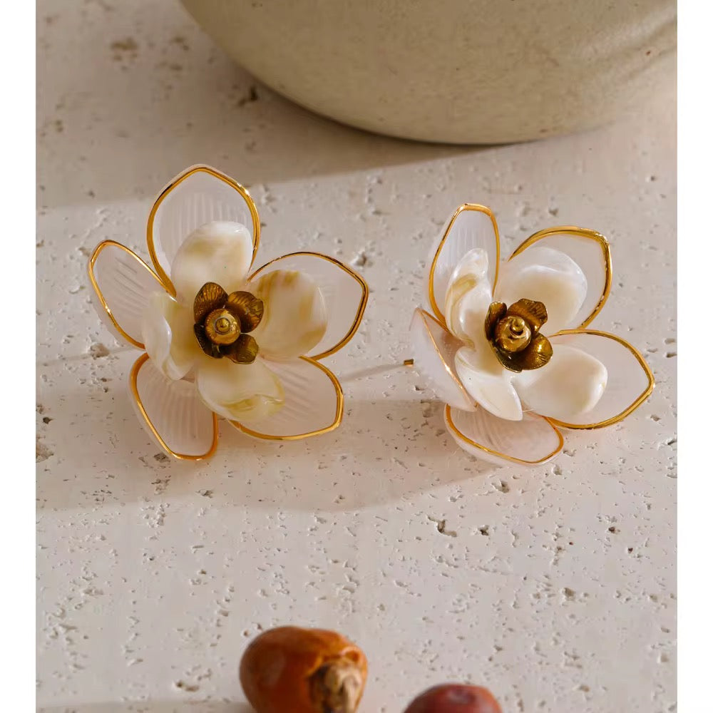 Ivory Bloom Floral Earrings