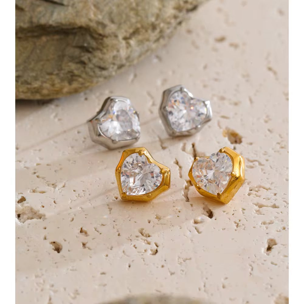 Amour Crystal Heart Studs