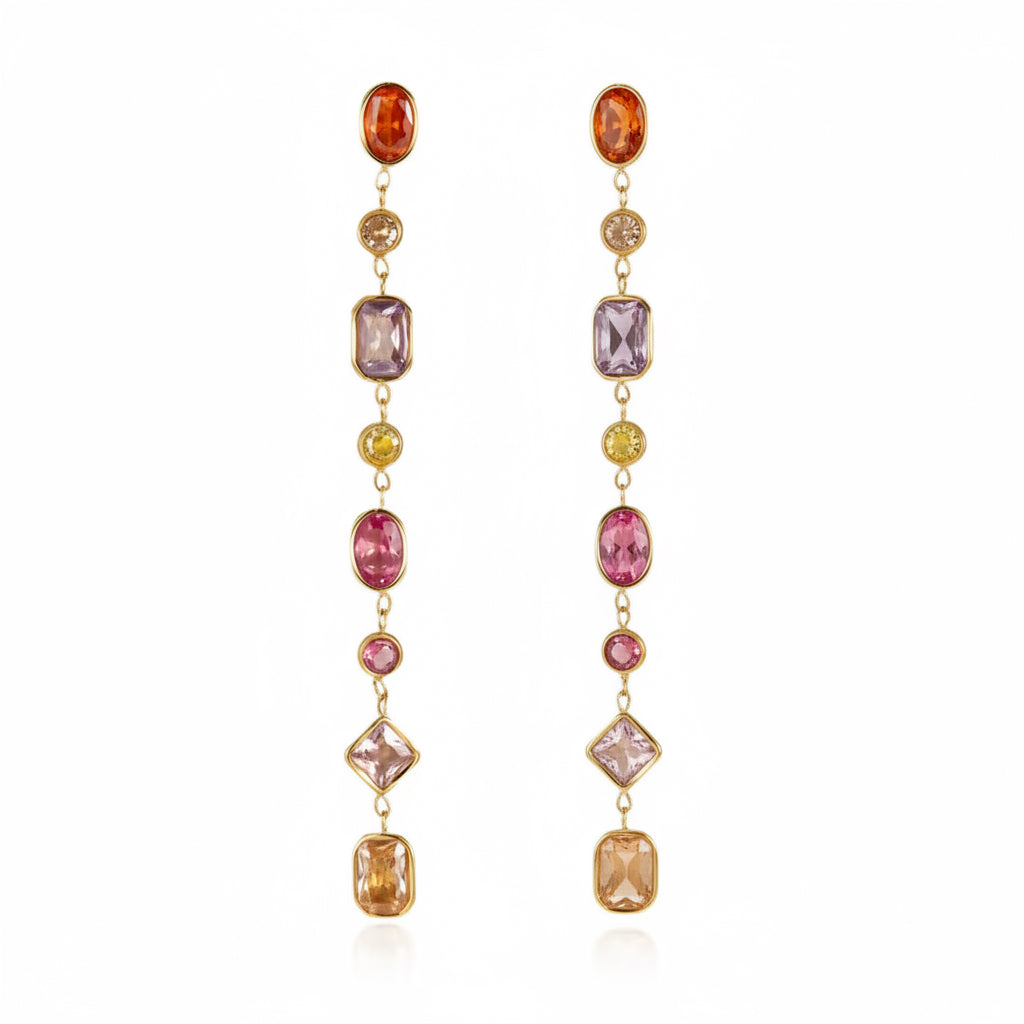 Luxury Geometric Zircon Tassel Earrings