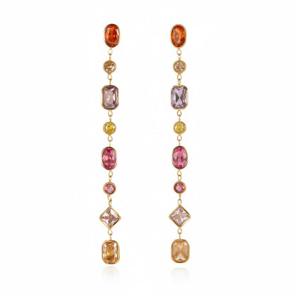 Luxury Geometric Zircon Tassel Earrings