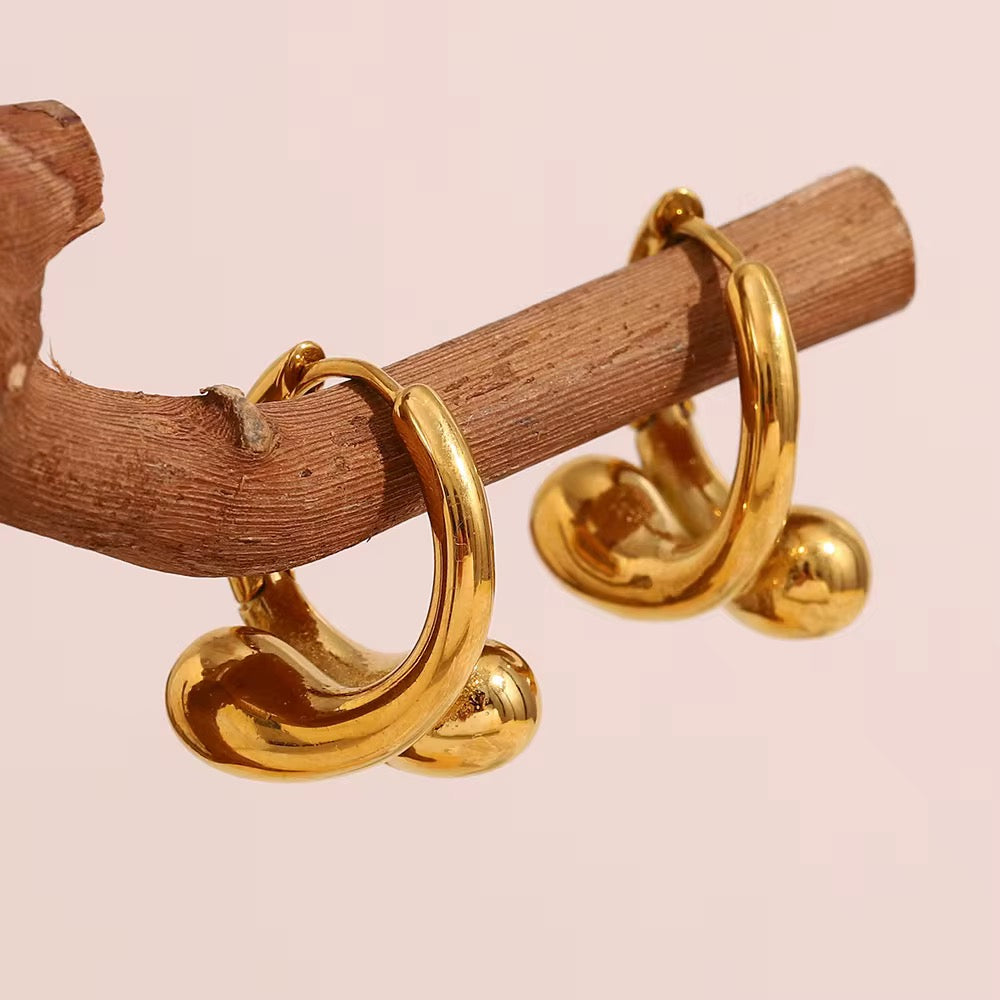 Gold Sculpted Hoop Earrings