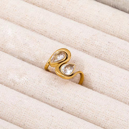 Luxury Double Crystal Adjustable Ring