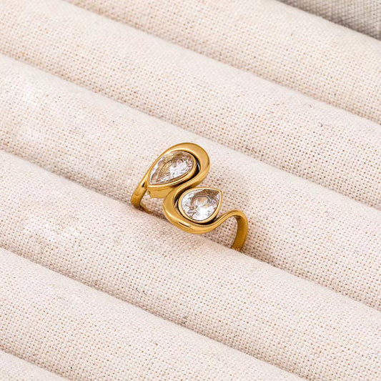 Luxury Double Crystal Adjustable Ring