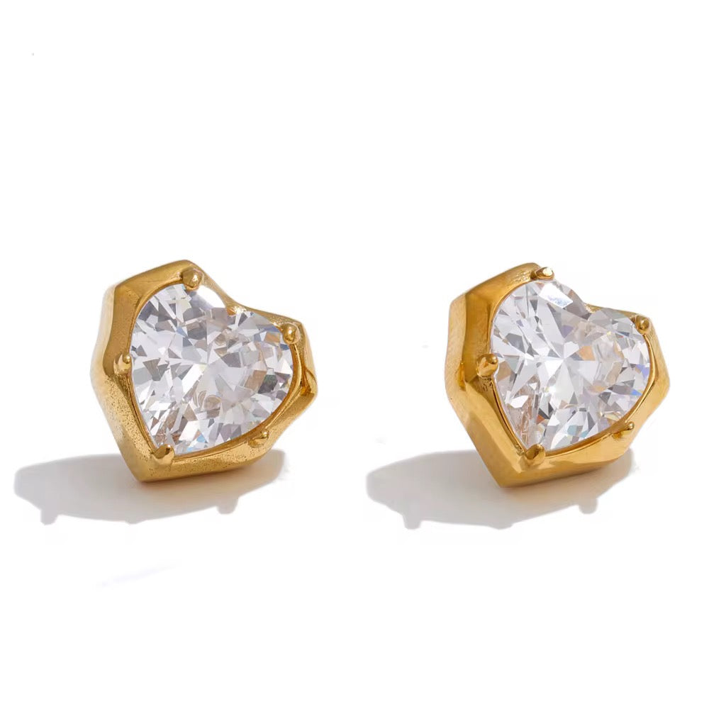 Amour Crystal Heart Studs