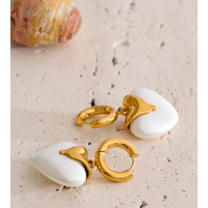 Gold Heart Drop Earrings
