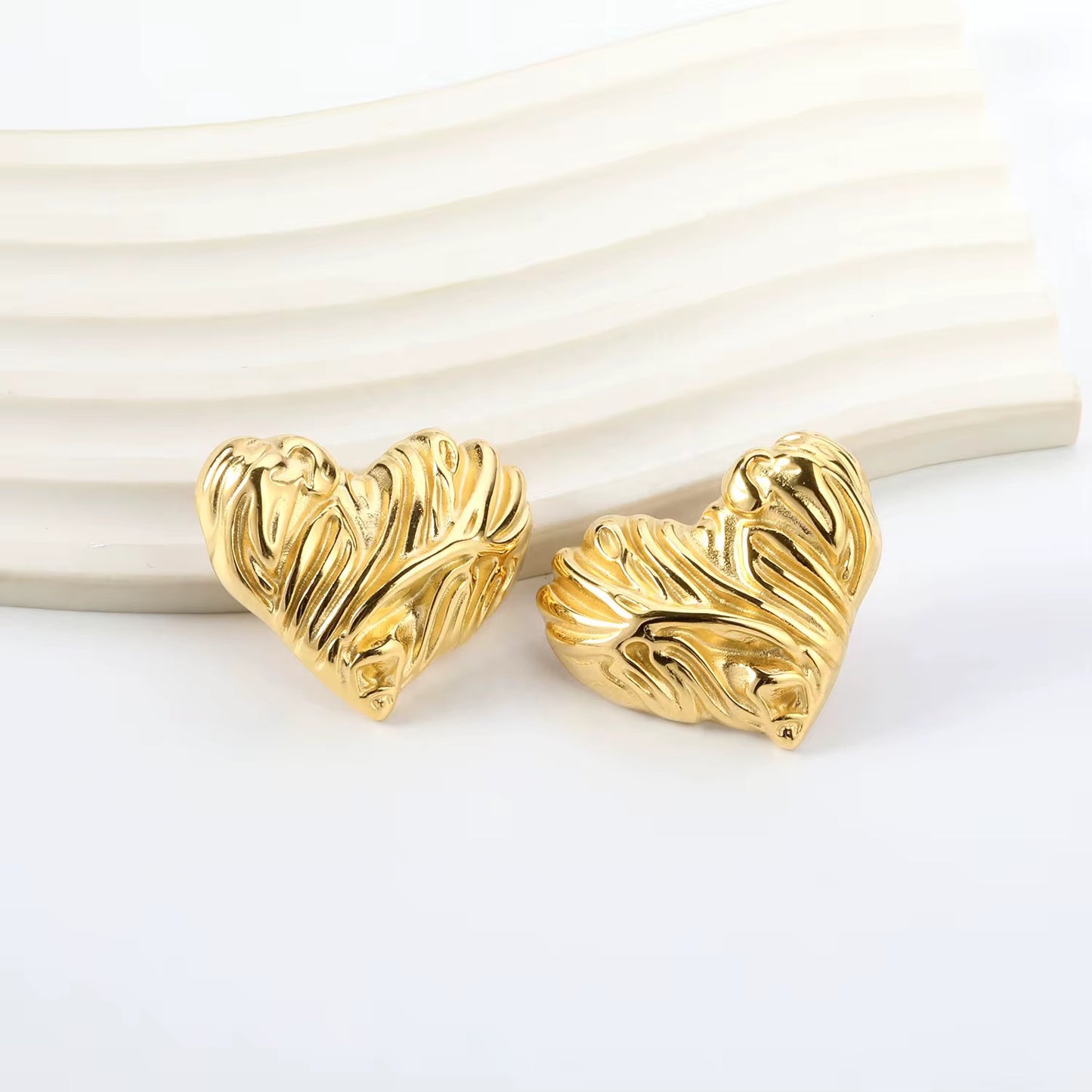 Sculpted Heart Statement Studs