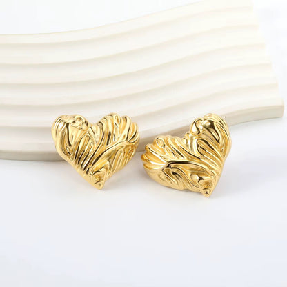 Sculpted Heart Statement Studs
