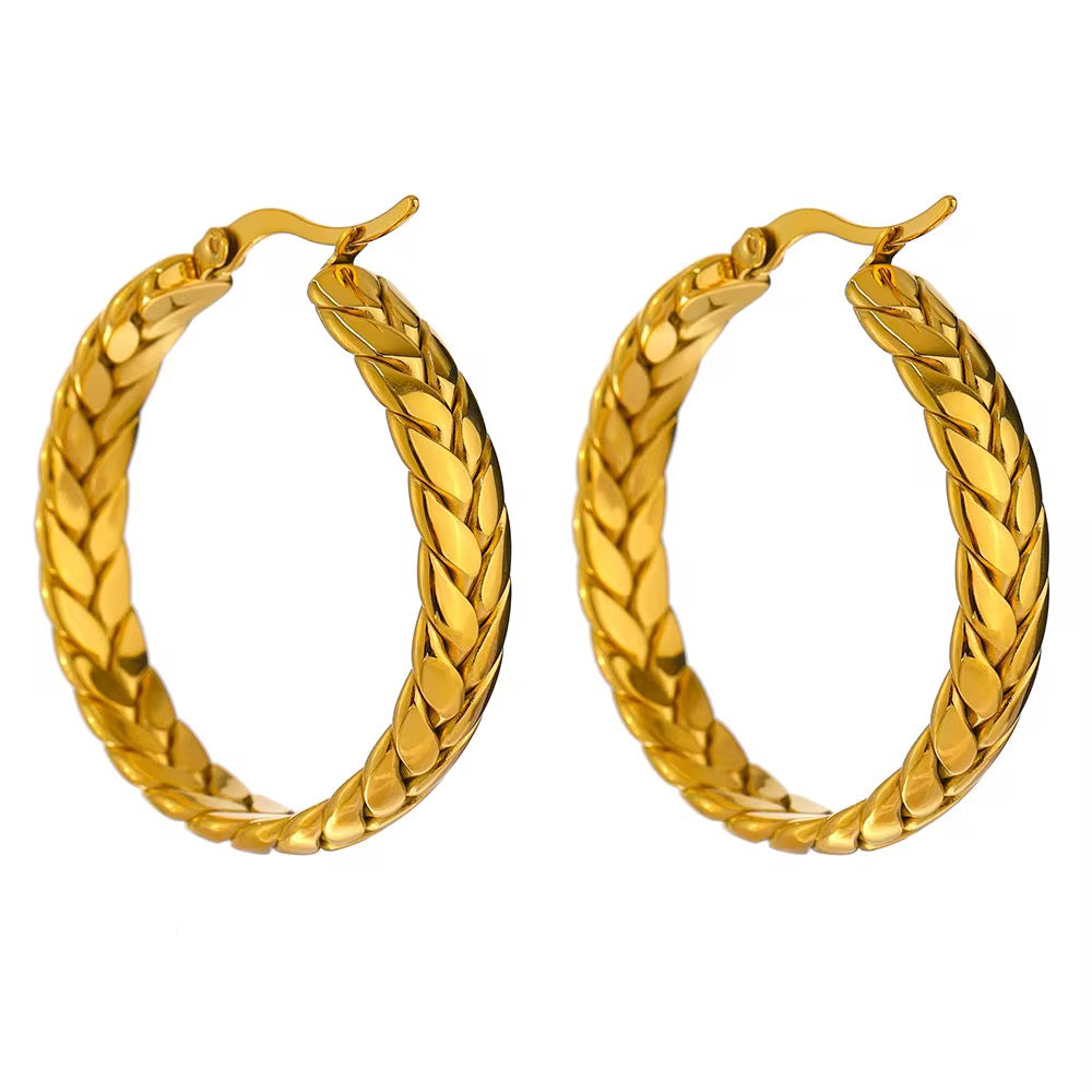 Braided Gold Hoop Earrings