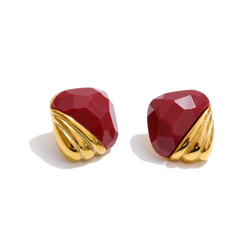 Ruby Sculpted Stud Earrings