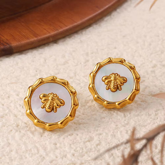 Bee Pearl Stud Earrings