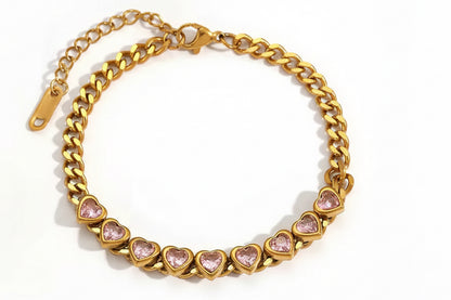 Crystal Heart Chain Bracelet