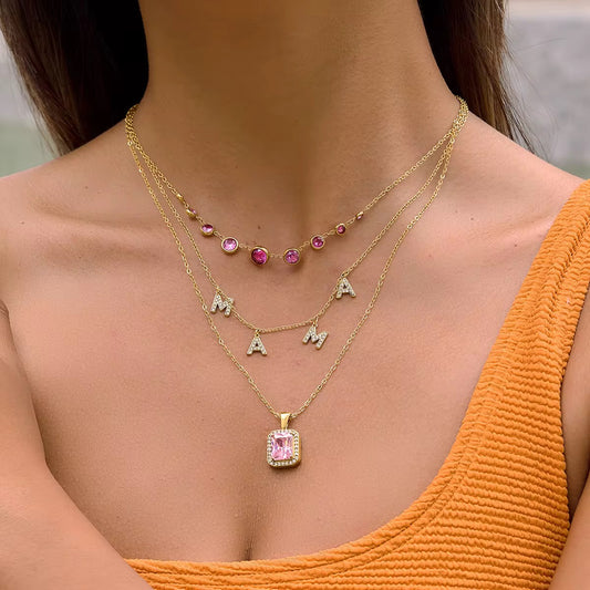 Blush Crystal Layered Necklace