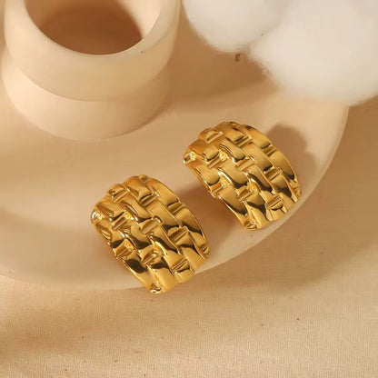 Woven Texture Gold Hoop Earrings